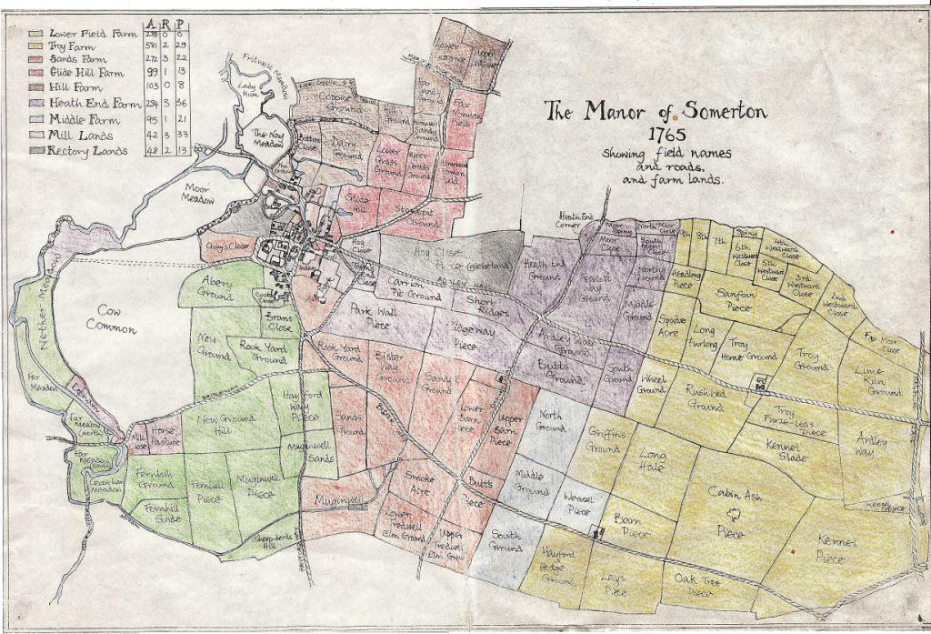 Somerton field map panorama — Manor of Somerton 1765