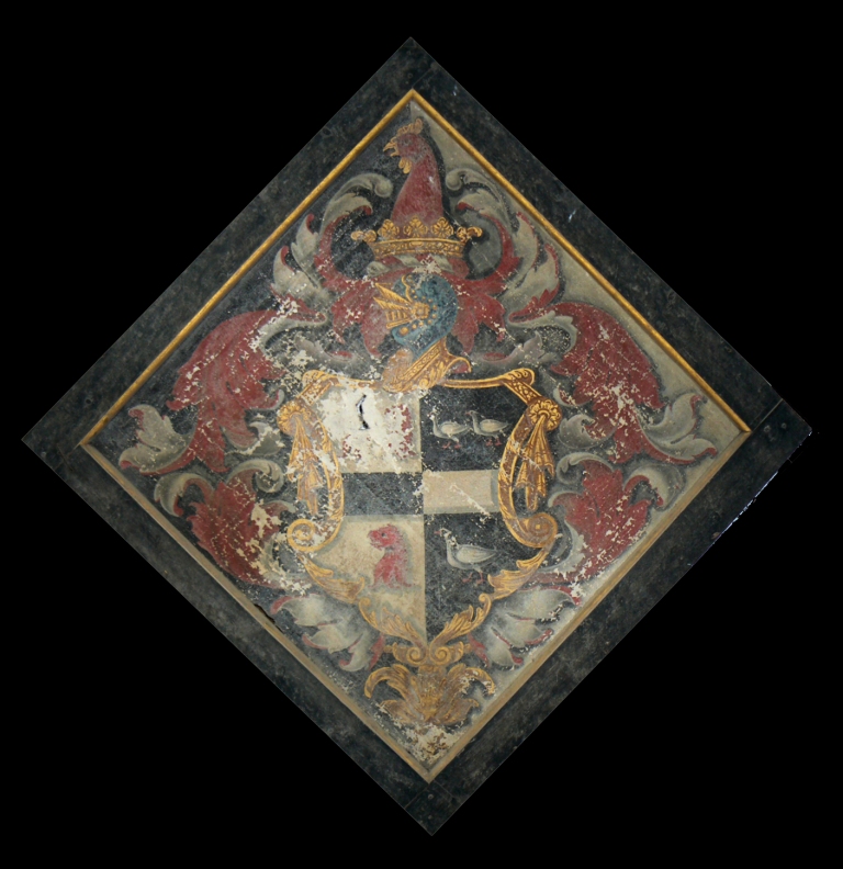 Hatchment bearing the Fermor arms with motto RESURGAM — Frances Fermor, conserved by Sally Woodcock