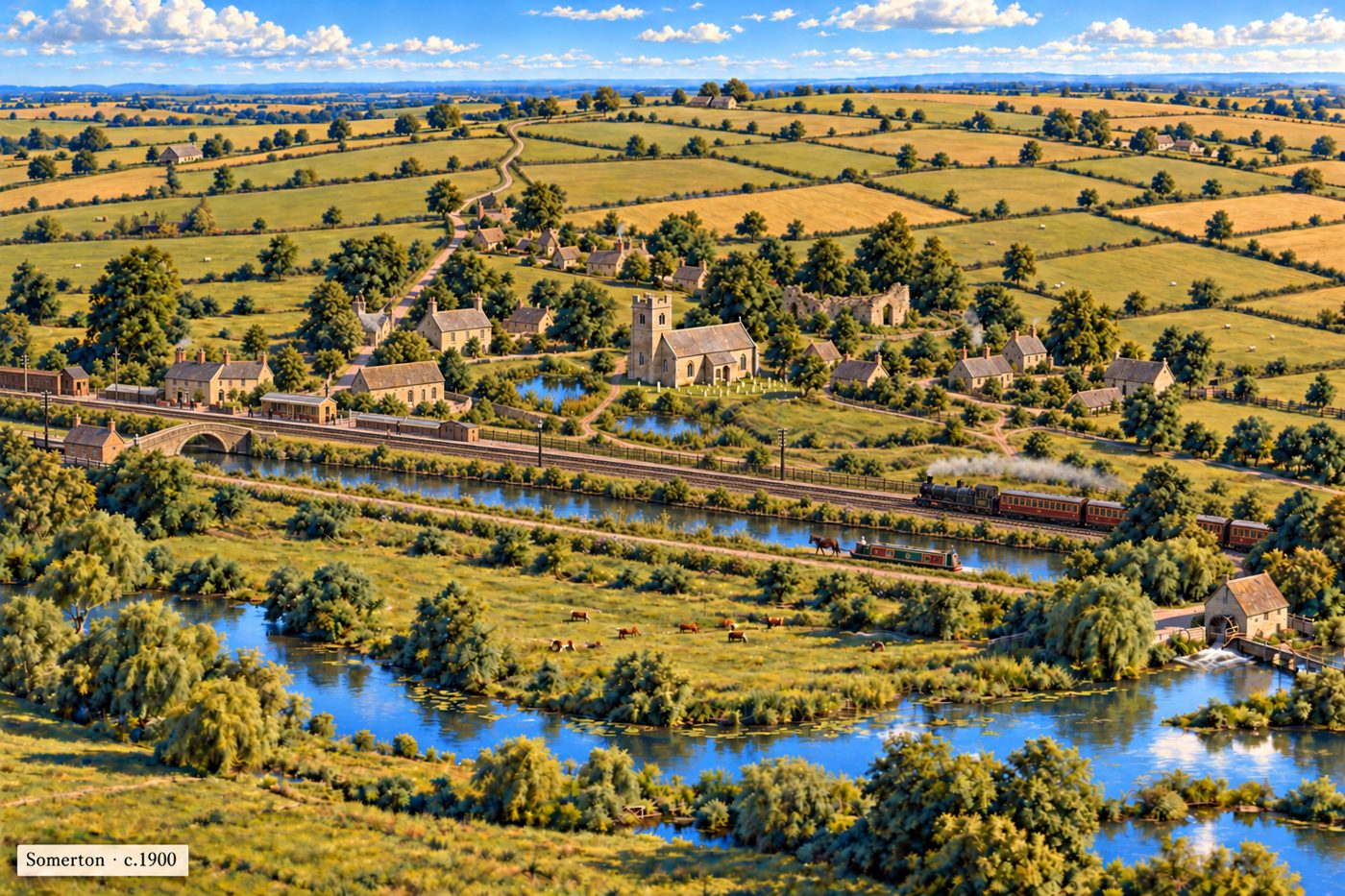 Artist's impression of Somerton c.1900